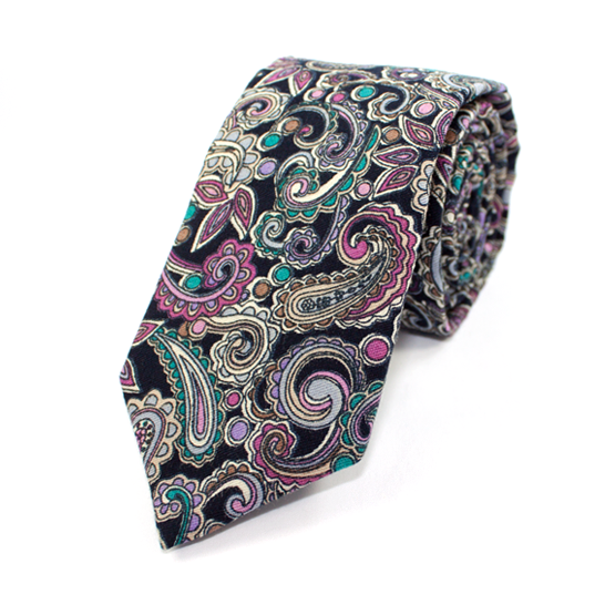 Cravata Paisley Navy - Cravate cu tematică Florală