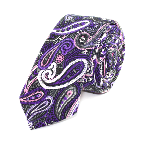 Cravata Paisley Violet - Cravate cu tematică Florală