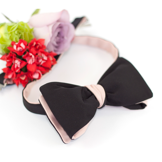 Papion Self-tie Black & Rose