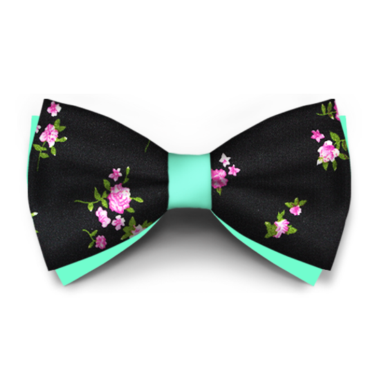 Papion Floral Negru Cu Roz - Papioane create in Laborator
