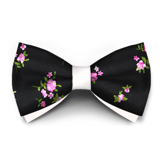 Papion Floral Negru Cu Roz - Papioane create in Laborator
