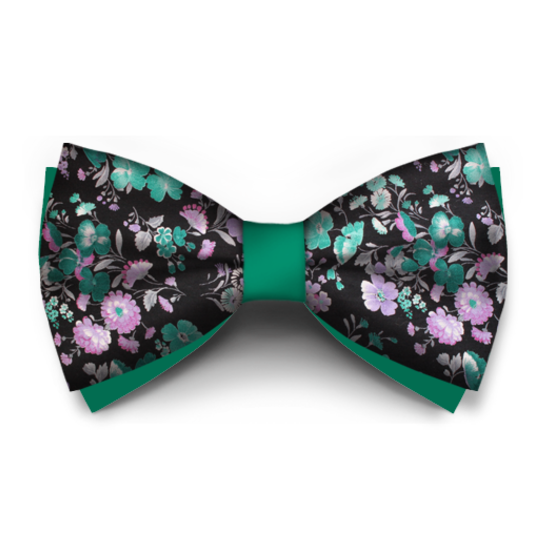 Papion Floral Negru Cu Verde - Papioane create in Laborator