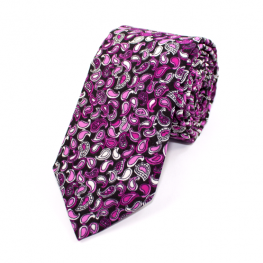 Cravata Paisley Fucsia