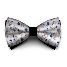 Papion Floral Alb Cu Albastru