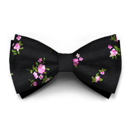 Papion Floral Negru Cu Roz
