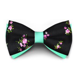 Papion Floral Negru Cu Roz