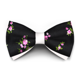 Papion Floral Negru Cu Roz