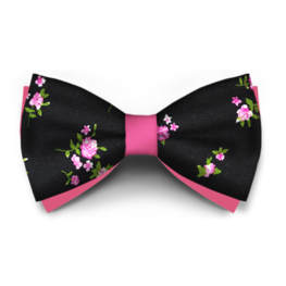 Papion Floral Negru Cu Roz