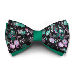 Papion Floral Negru Cu Verde