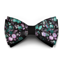 Papion Floral Negru Cu Verde