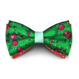Papion Floral Verde Cu Fucsia